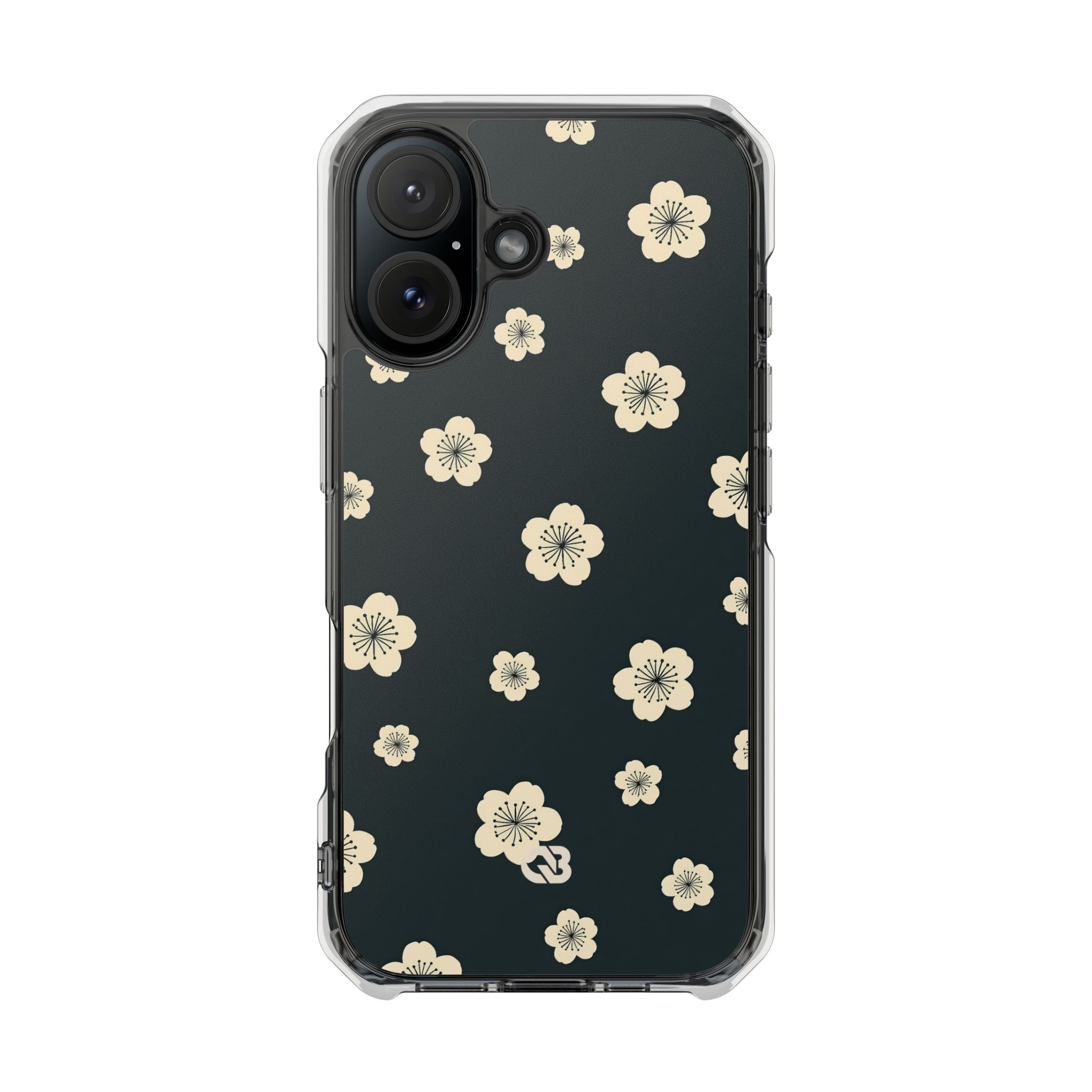 Teal Impact MagSafe Phone Case for iPhone - Obsidian Cream Petals