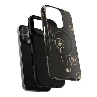Black Tough 2.0 Magsafe Phone Case for iPhone - Obsidian Sand Petals