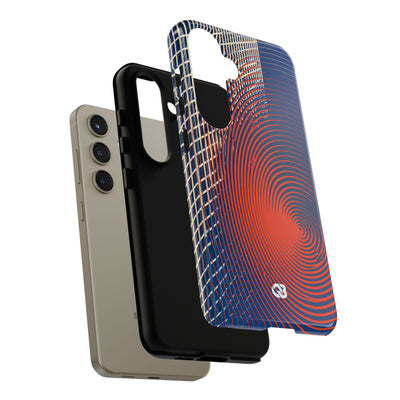 Blue Tough Phone Case for Samsung - Orange Orbit Grid