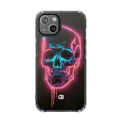 Neon Drip Skull · Clear Impact Magnetic Phone Case for iPhone · Black