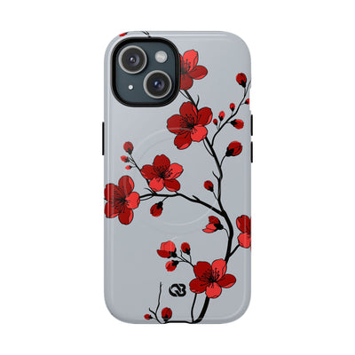 Grey Tough 2.0 Magsafe Phone Case for iPhone - Crimson Blossom Onyx