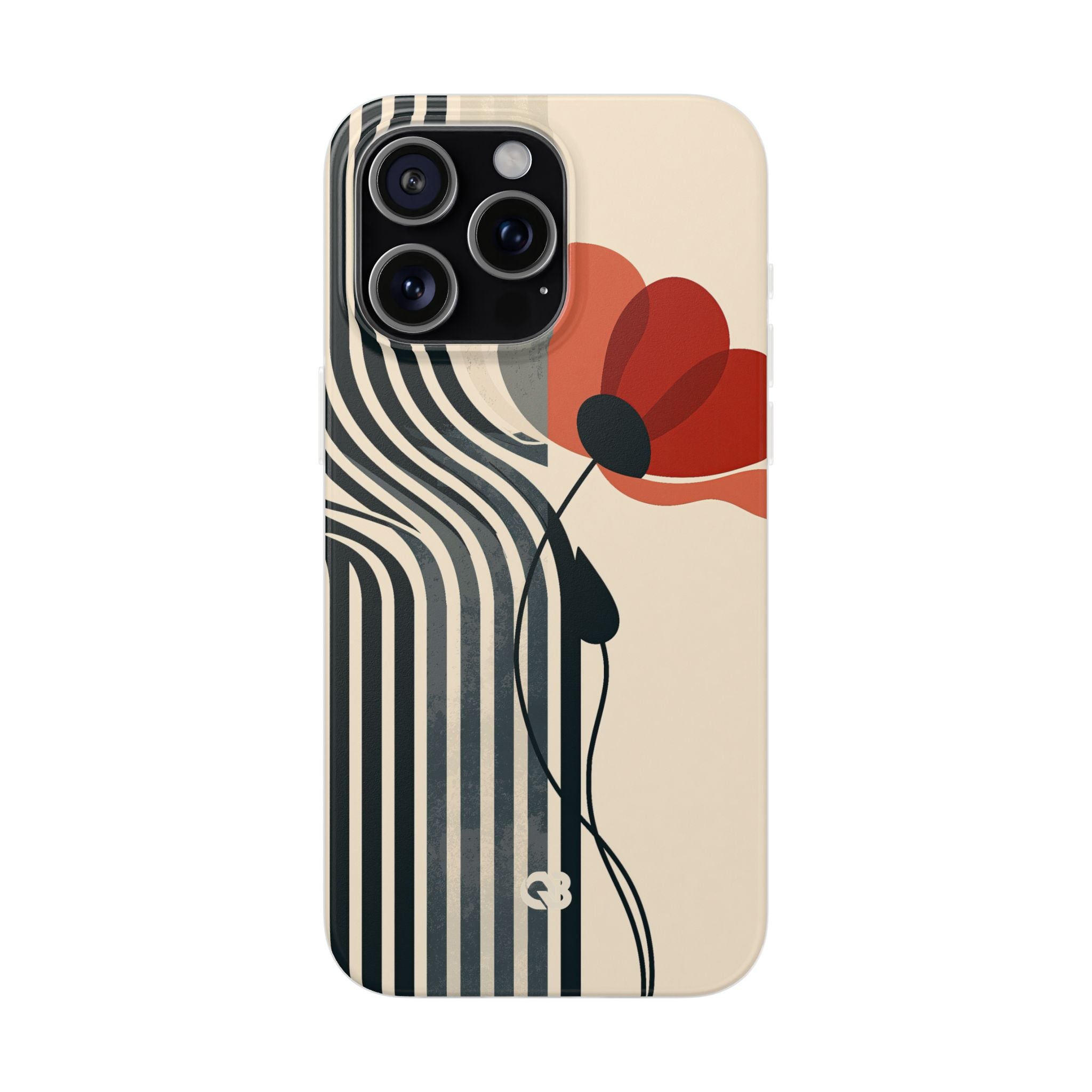 Beige Lite Phone Case for iPhone - Crimson Line Bloom
