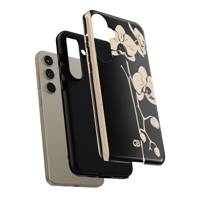 Black Tough Phone Case for Samsung - Obsidian Bone Orchid