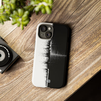 Black Tough Phone Case for iPhone - Static Signal Split