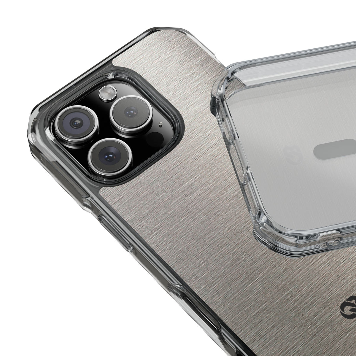 Brushed Silver Alloy · Clear Impact Magnetic Phone Case for iPhone ·  Silver