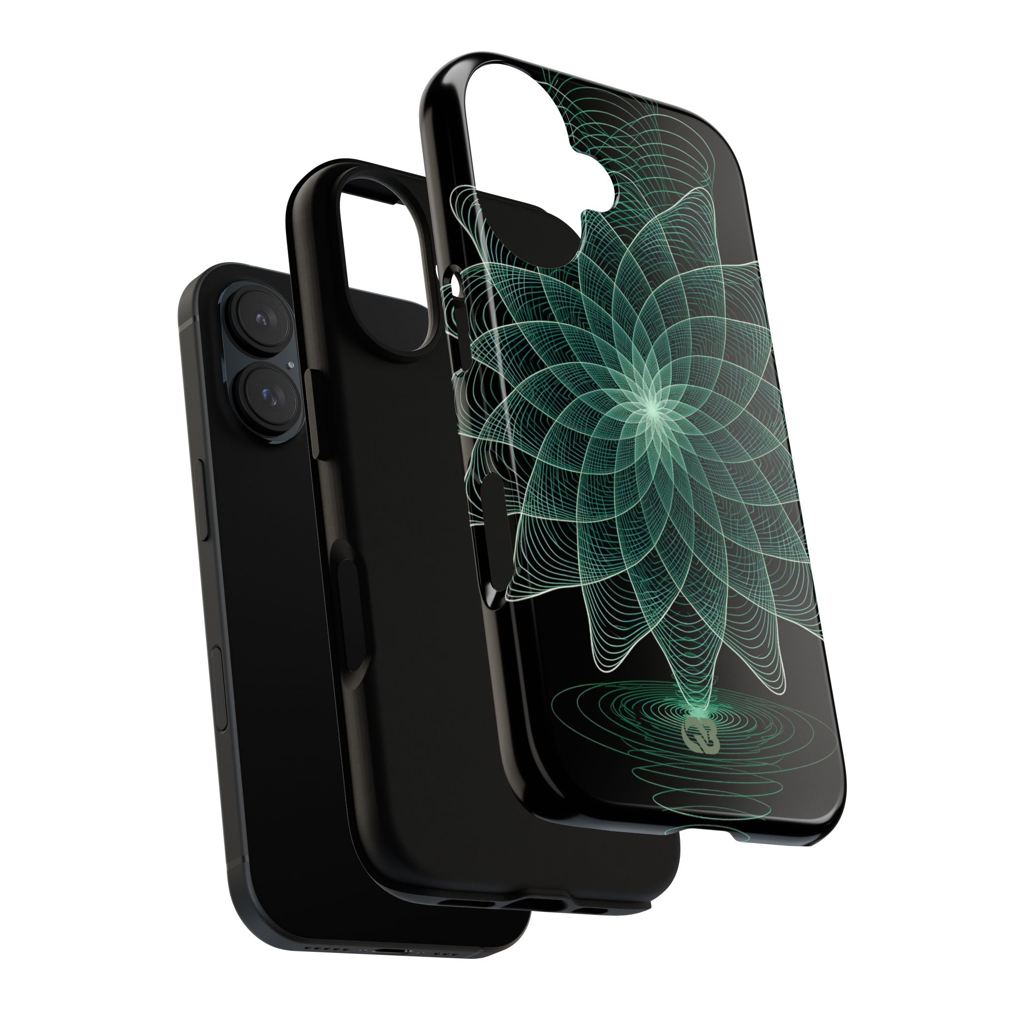Green Tough Phone Case for iPhone - Cyan Signal Bloom