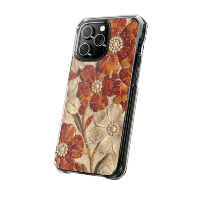 Carnelian Pearl Bloom · Clear Impact Magnetic Phone Case for iPhone · Orange