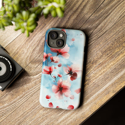 Pink Blossom Drift iPhone 15 Skal - Tough