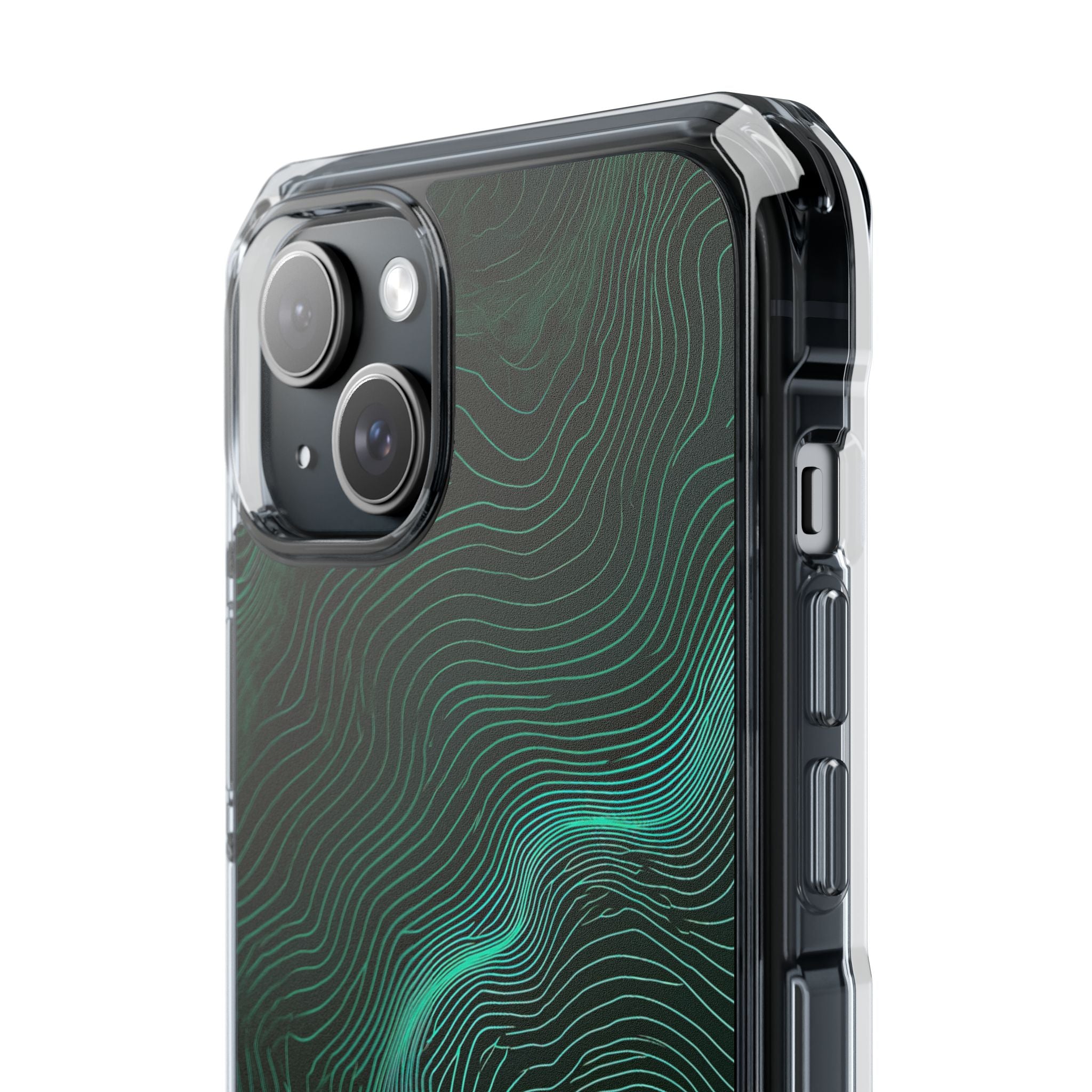 Teal Impact MagSafe Phone Case for iPhone - Neon Jade Contour