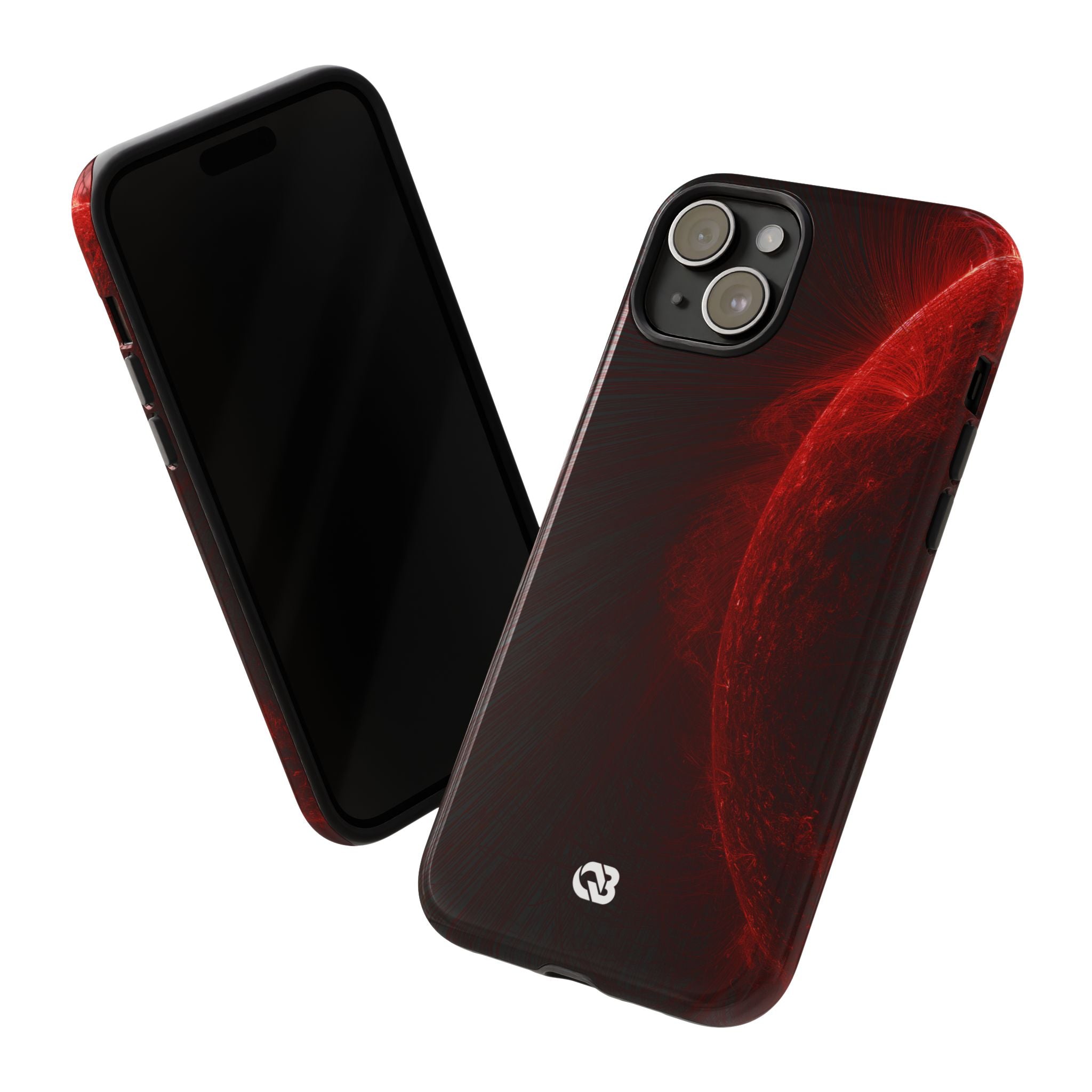 Red Tough Phone Case for iPhone - Solar Crimson Flare