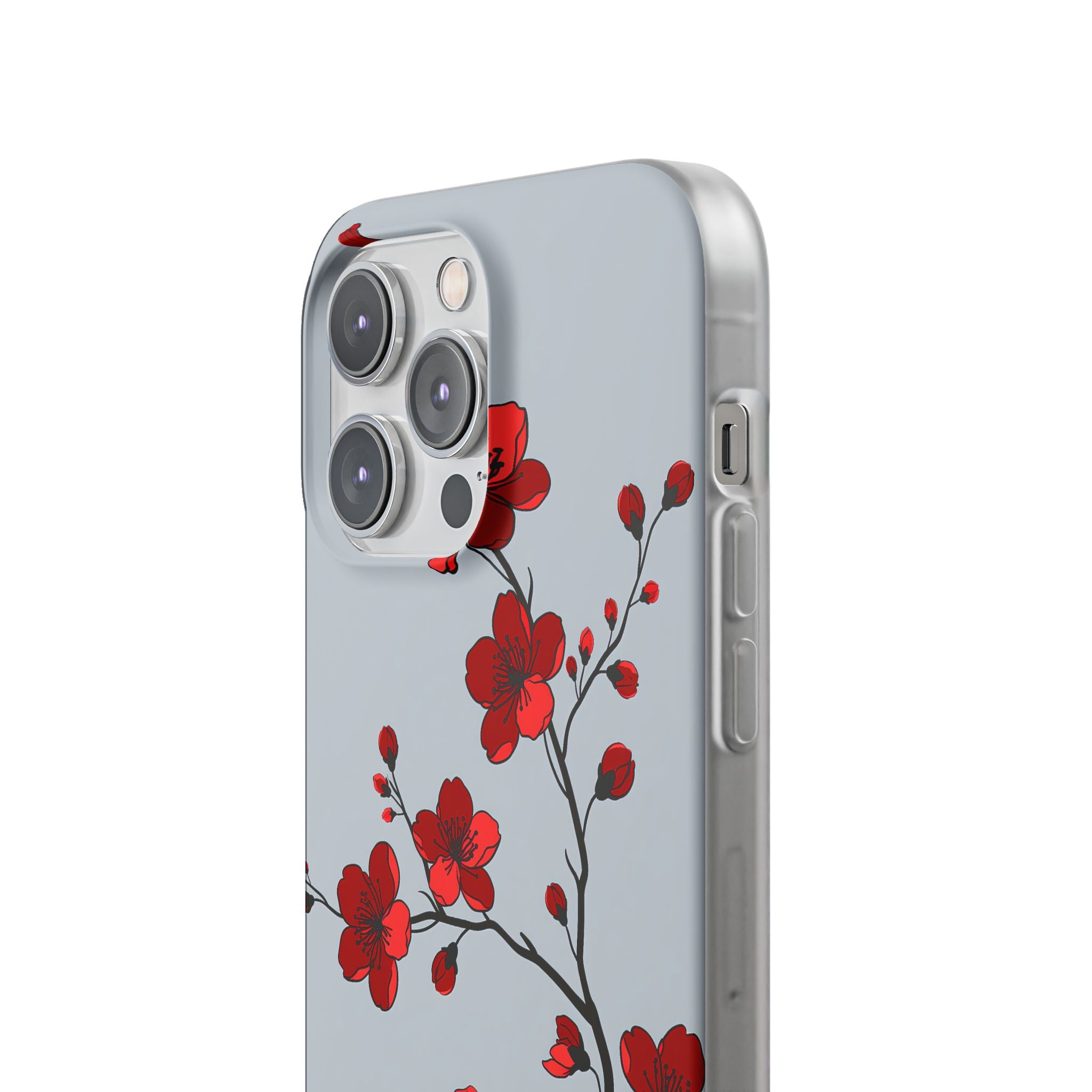 Grey Lite Phone Case for iPhone - Crimson Blossom Onyx