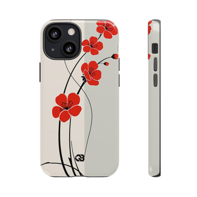 Scarlet Bloom Minimal · Tough Phone Case for iPhone · Red