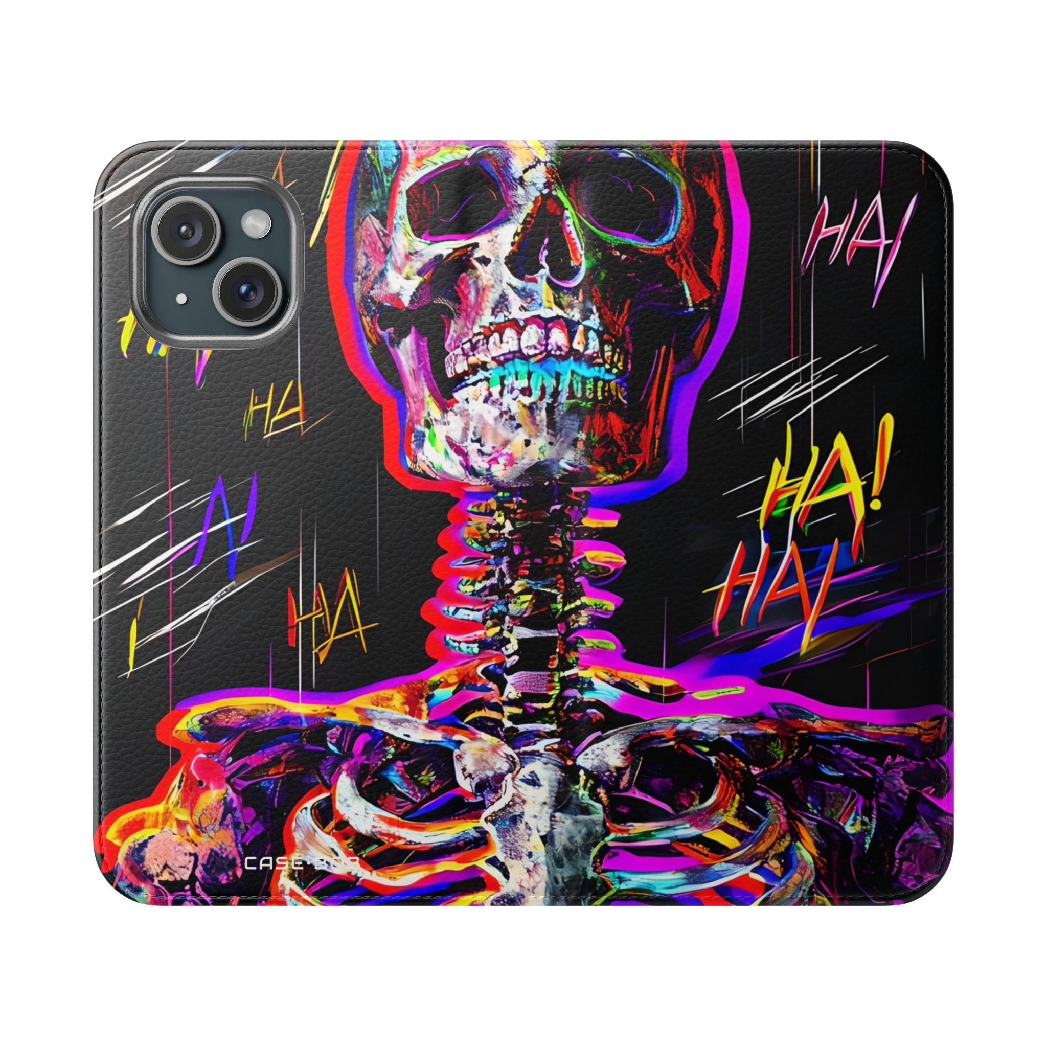 Neon Skeleton Laughter - iPhone 15 Case - Wallet