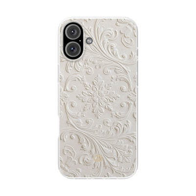 White Lite Phone Case for iPhone - Alabaster Floral Relief