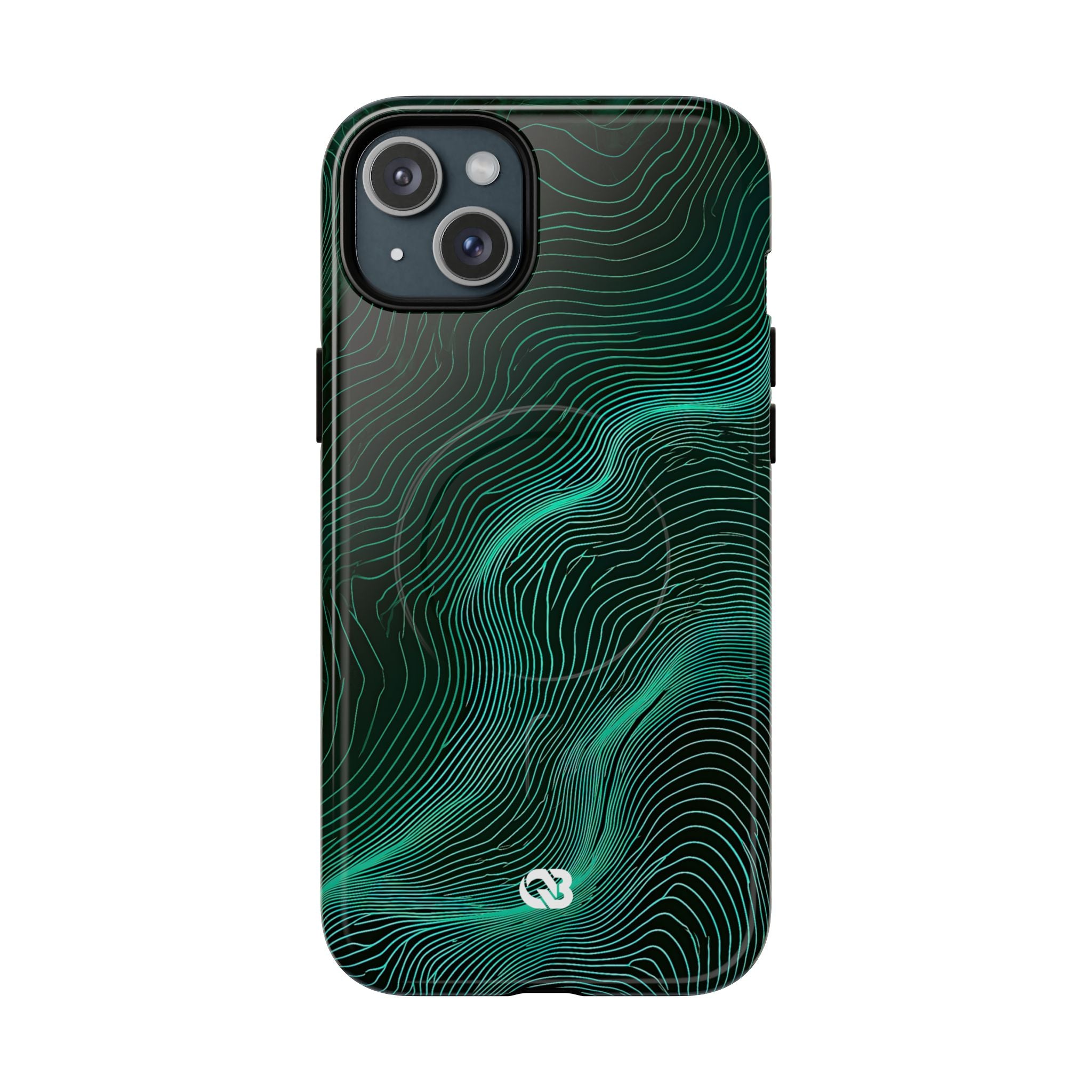 Teal Tough 2.0 Magsafe Phone Case for iPhone - Neon Jade Contour