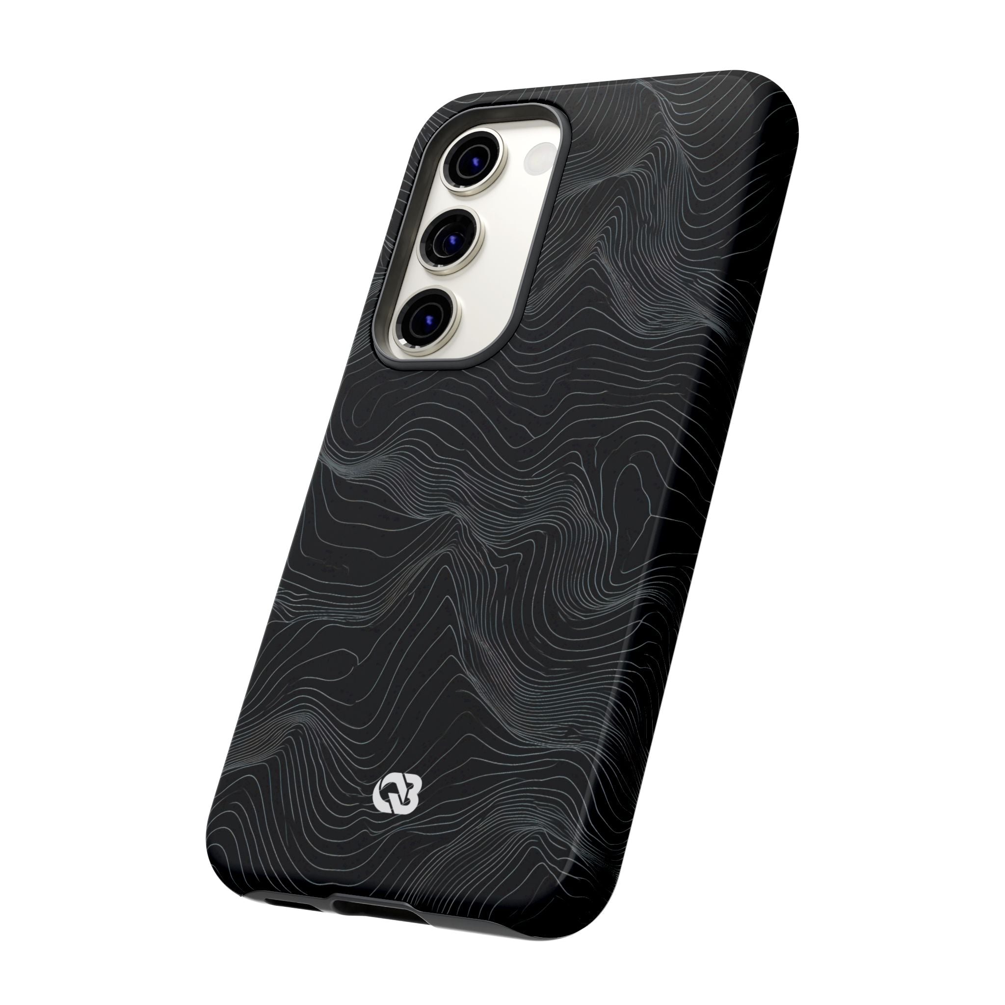 Black Tough Phone Case for Samsung - Obsidian Topo Wireframe