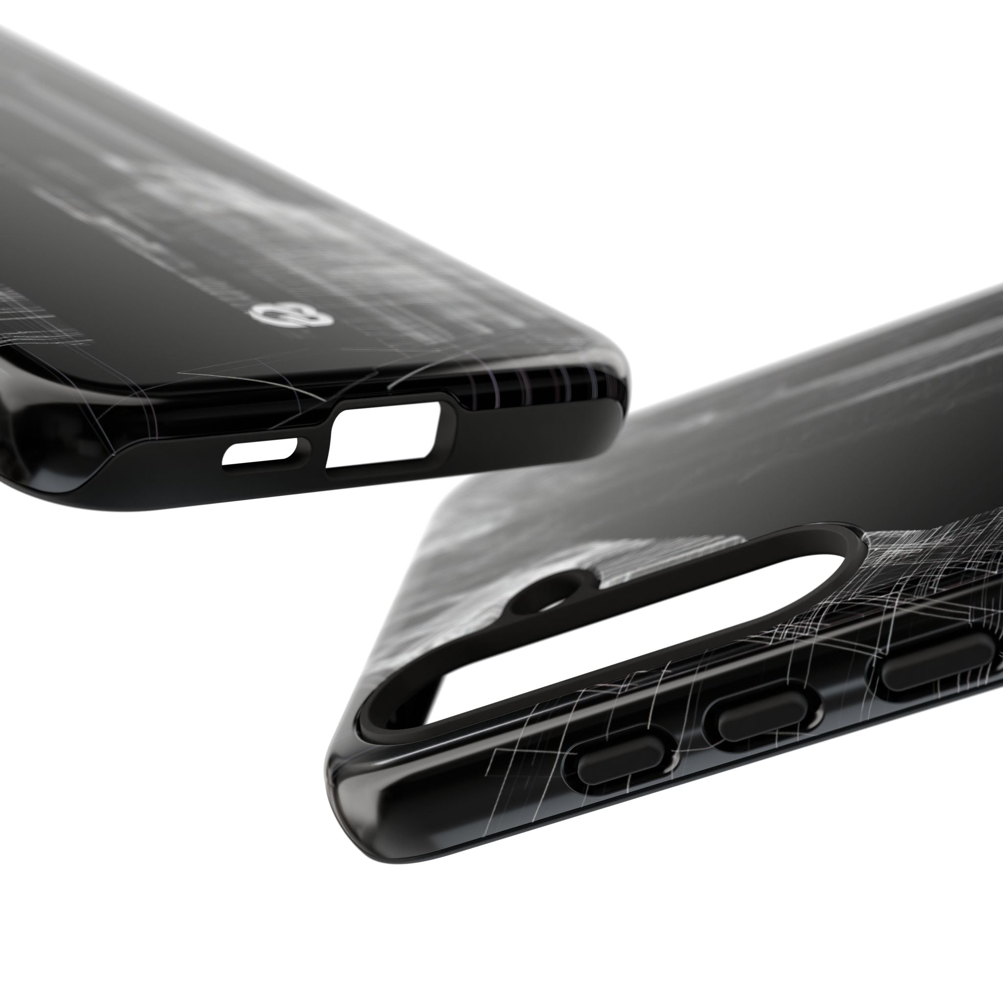 Black Tough Phone Case for Samsung - Ghost Urban Wireframe