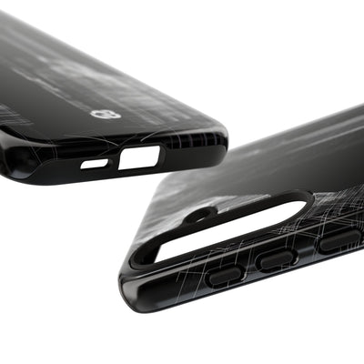 Black Tough Phone Case for Samsung - Ghost Urban Wireframe