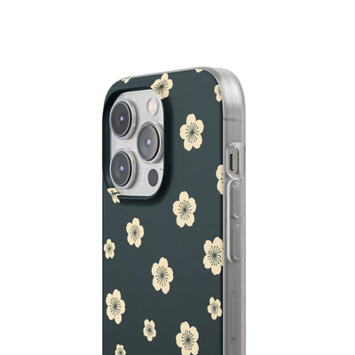 Teal Lite Phone Case for iPhone - Obsidian Cream Petals