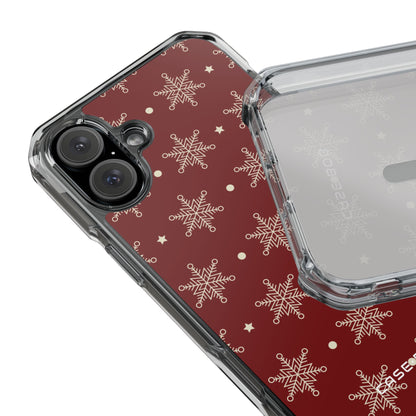 Cream Snowflake Crimson iPhone 16 Plus Case - Impact
