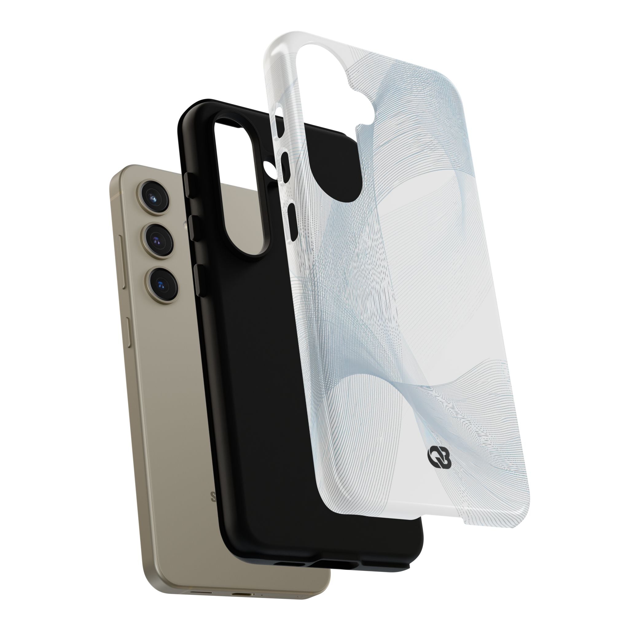 White Tough Phone Case for Samsung - Arctic Line Current