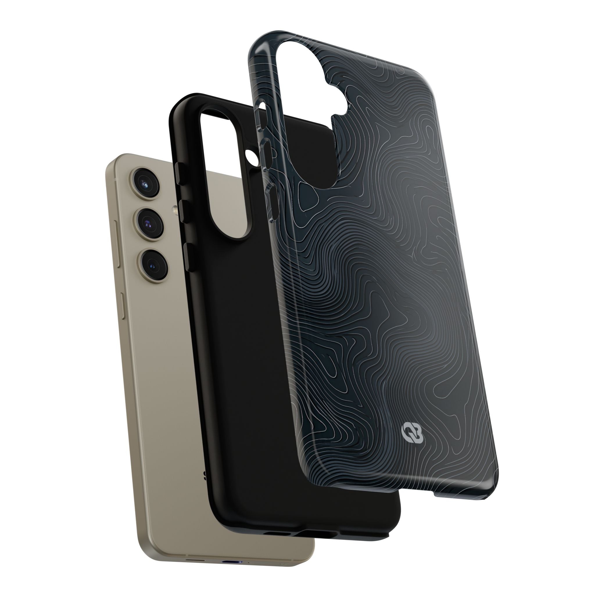 Black Tough Phone Case for Samsung - Obsidian Ridge Topo