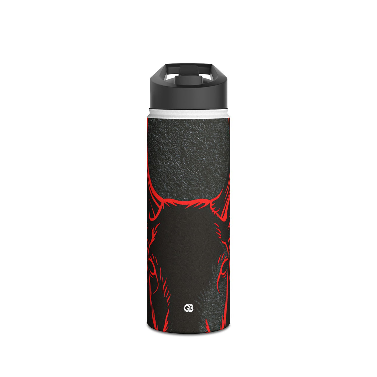 Nordic Crimson Stag · Insulated Water Bottle · Black