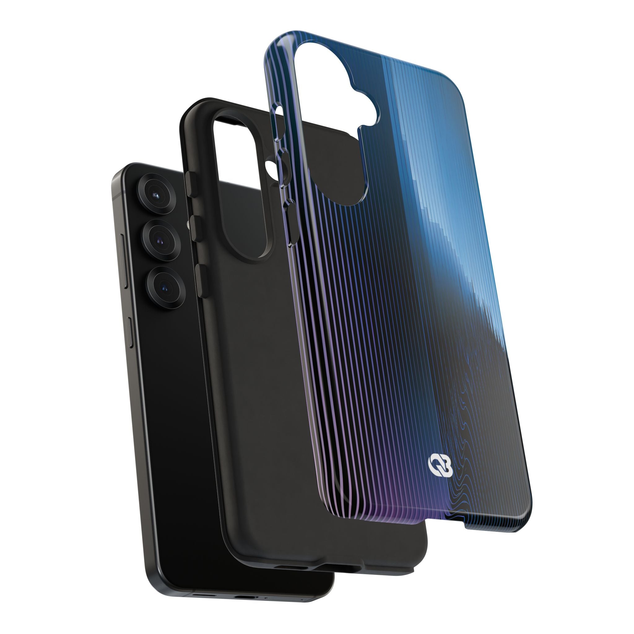 Blue Tough Phone Case for Samsung - Indigo Distortion Wave