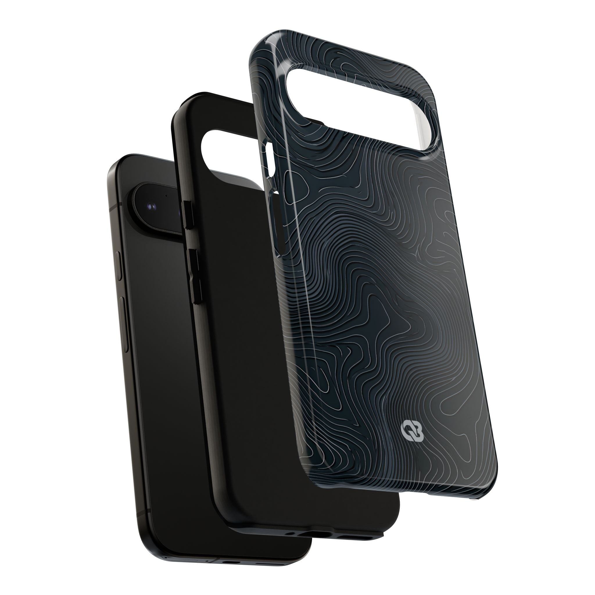 Black Tough Phone Case for Google Pixel - Obsidian Ridge Topo