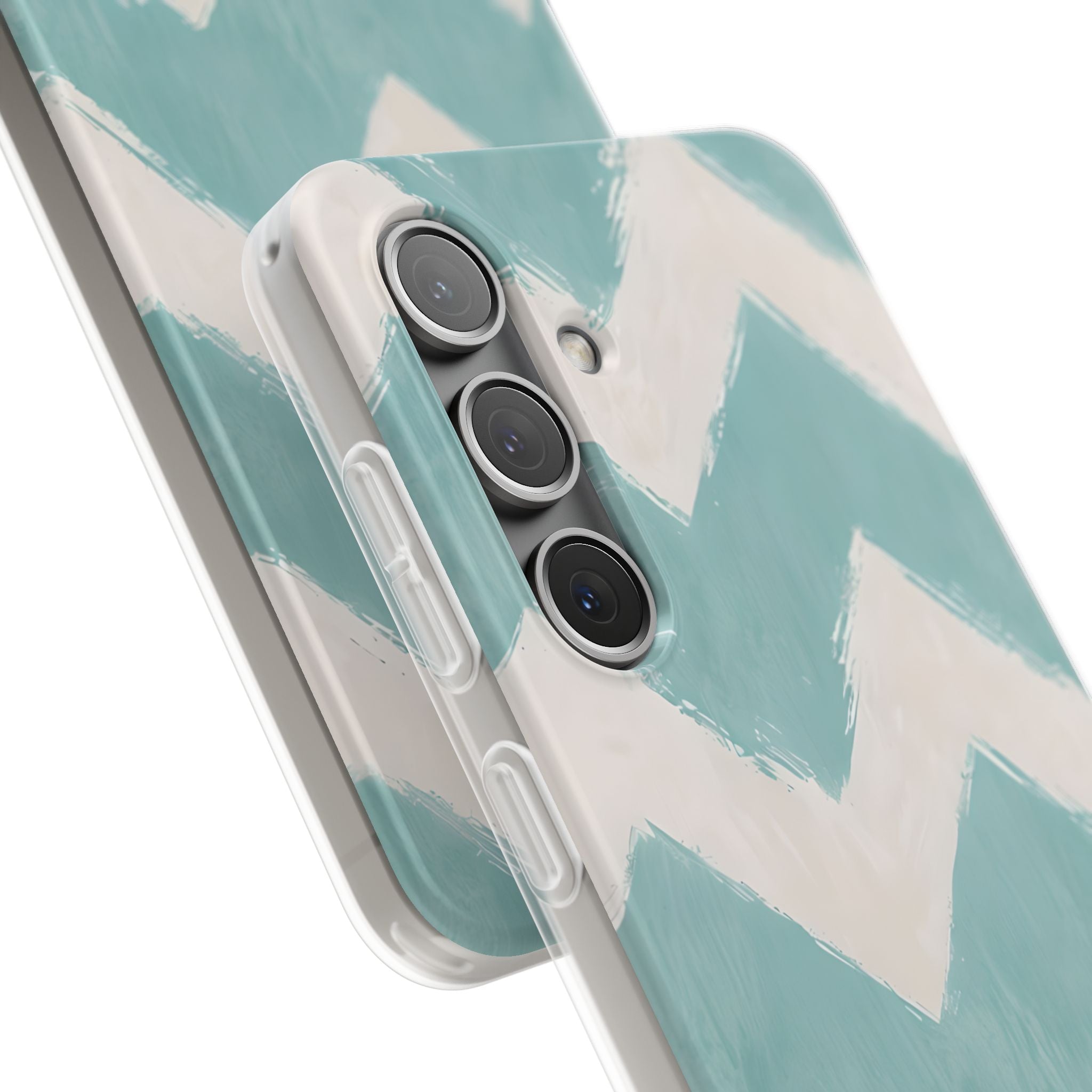 Teal Painted Chevron · Soft Phone Case for Samsung