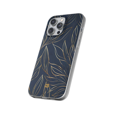 Gilded Navy Foliage · Soft Phone Case for iPhone