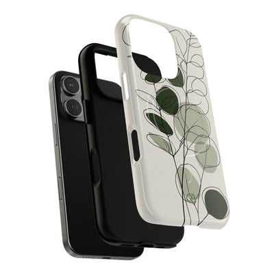 Green Tough 2.0 Magsafe Phone Case for iPhone - Muted Eucalyptus Sketch