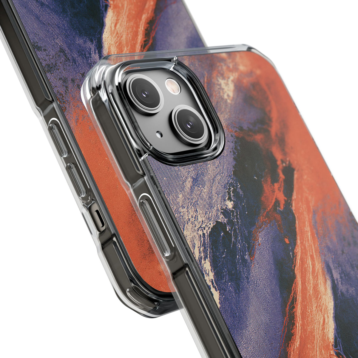 Solar Aura Drift · Clear Impact Magnetic Phone Case for iPhone · Orange