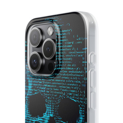 Cyan Glitch Skull · Soft Phone Case for iPhone