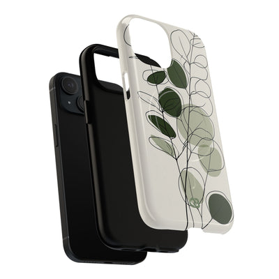 Green Tough 2.0 Magsafe Phone Case for iPhone - Muted Eucalyptus Sketch
