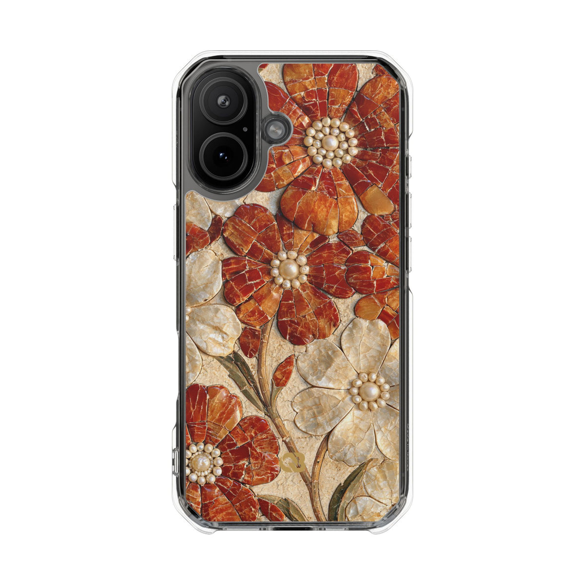 Carnelian Pearl Bloom · Clear Impact Magnetic Phone Case for iPhone · Orange