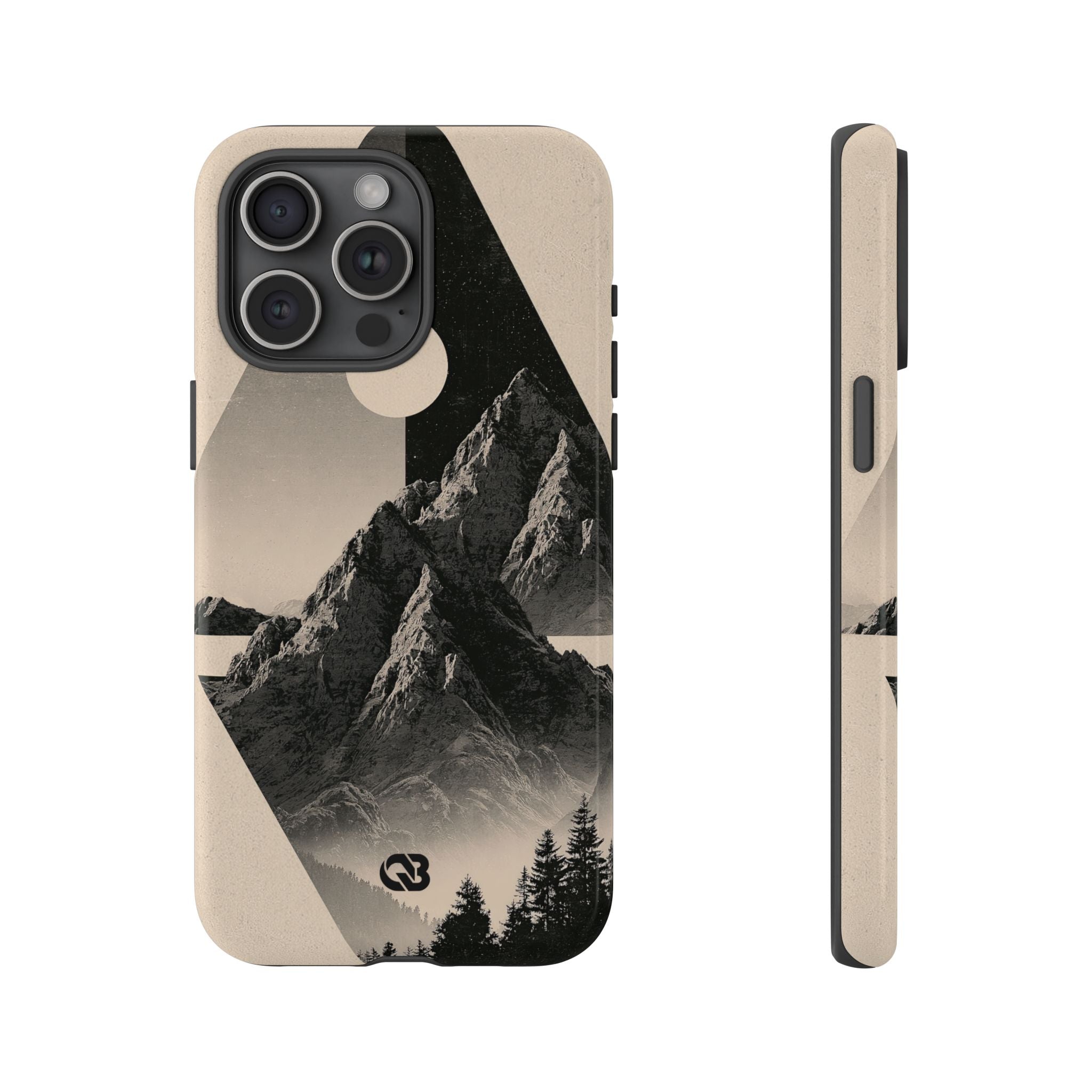 Beige Tough Phone Case for iPhone - Obsidian Summit Parchment