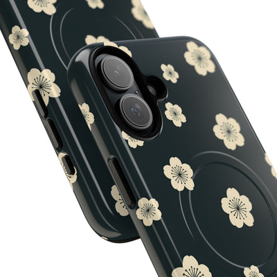 Teal Tough 2.0 Magsafe Phone Case for iPhone - Obsidian Cream Petals