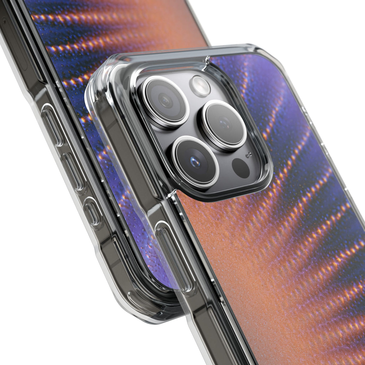 Luminous Aura Burst · Clear Impact Magnetic Phone Case for iPhone · Blue