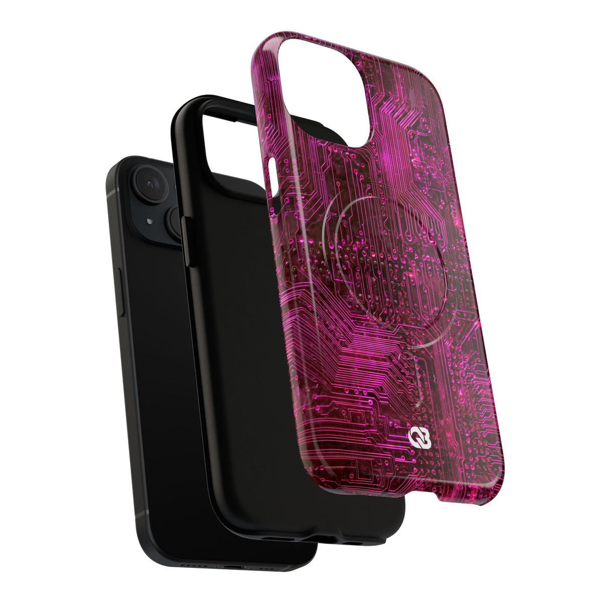 Magenta Circuit Trace · Tough 2.0 Magnetic Phone Case for iPhone · Pink