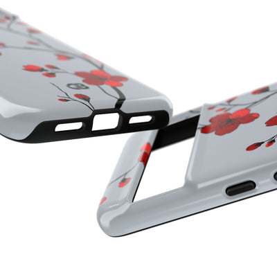 Grey Tough Phone Case for Google Pixel - Crimson Blossom Onyx
