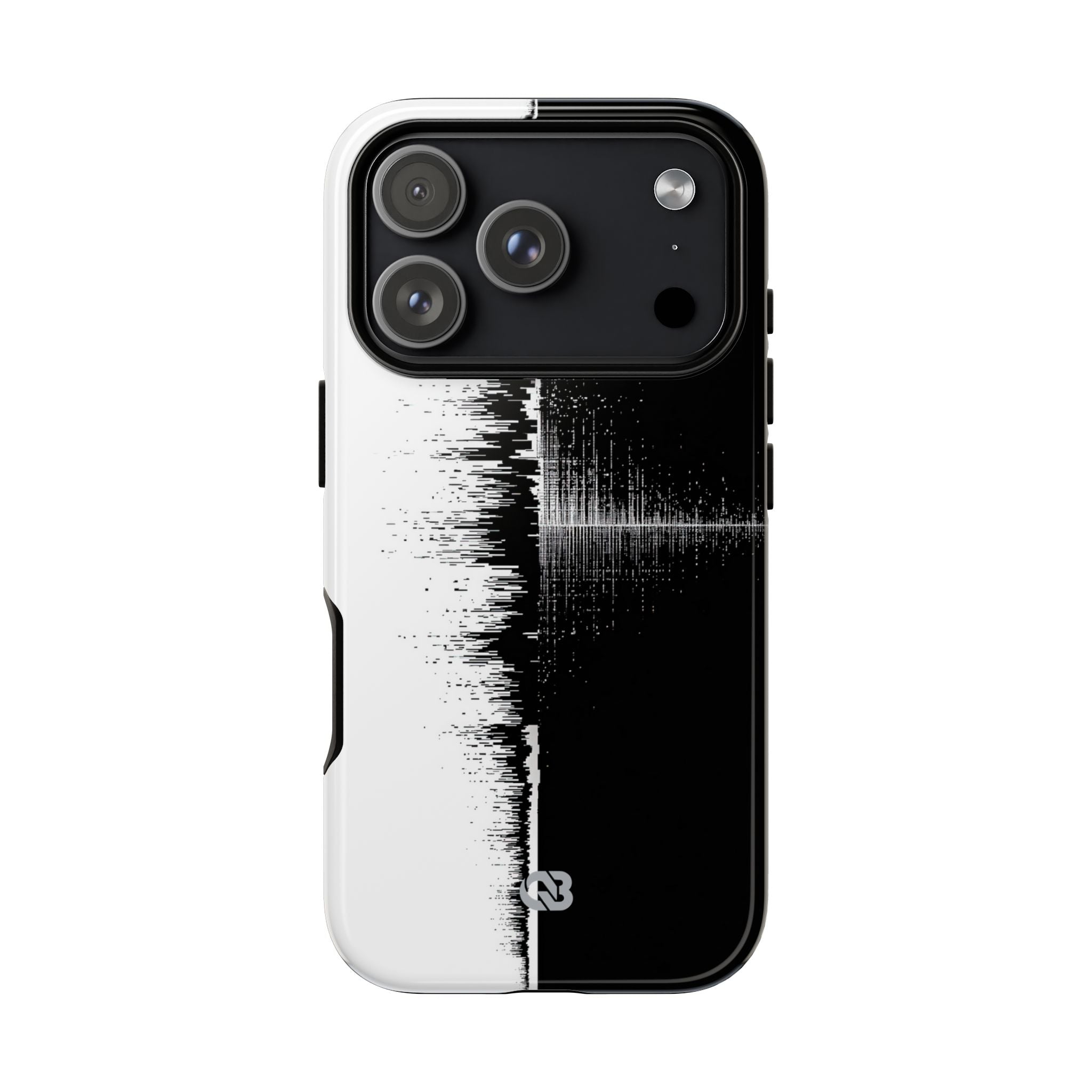 Black Tough Phone Case for iPhone - Static Signal Split