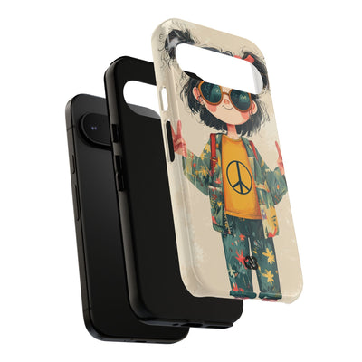 Retro Peace Girl · Coque de téléphone Tough pour Google Pixel