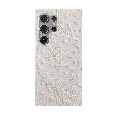 White Lite Phone Case for Samsung - Alabaster Floral Relief