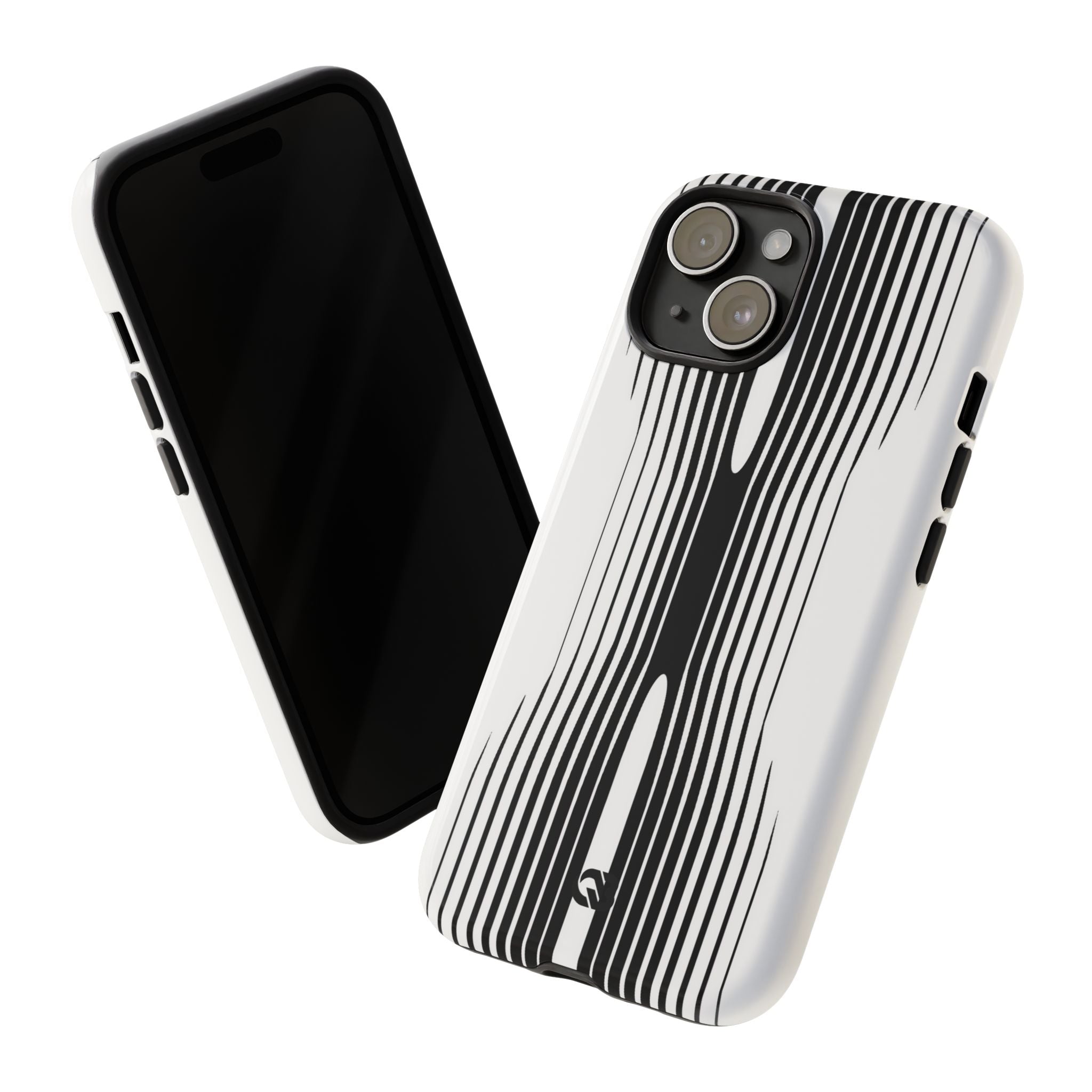 White Tough Phone Case for iPhone - Kinetic Mono Distortion