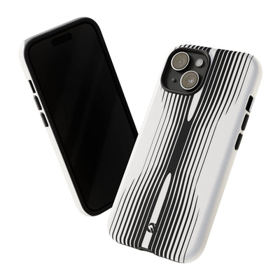 White Tough Phone Case for iPhone - Kinetic Mono Distortion