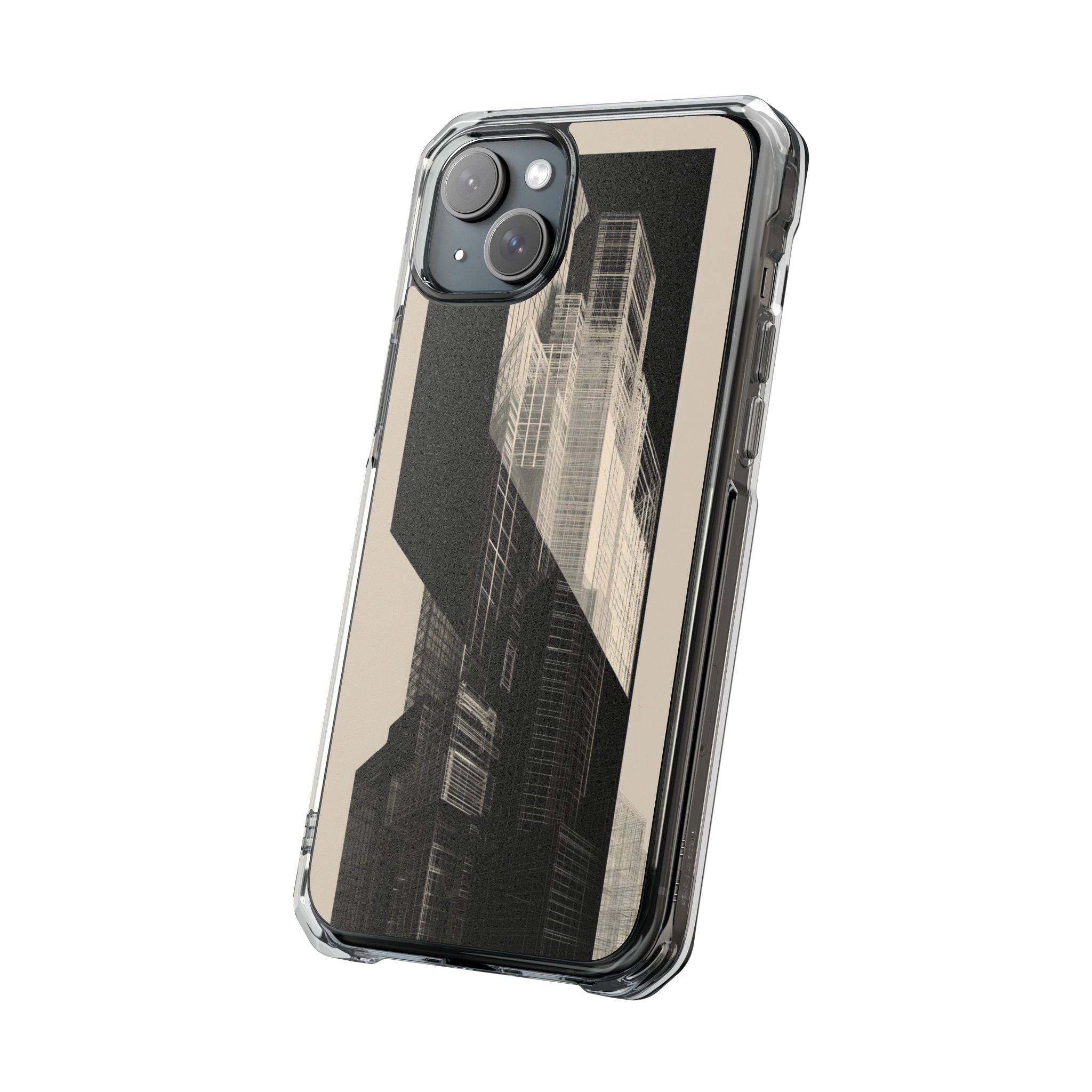 Beige Impact MagSafe Phone Case for iPhone - Monolith Urban Grid
