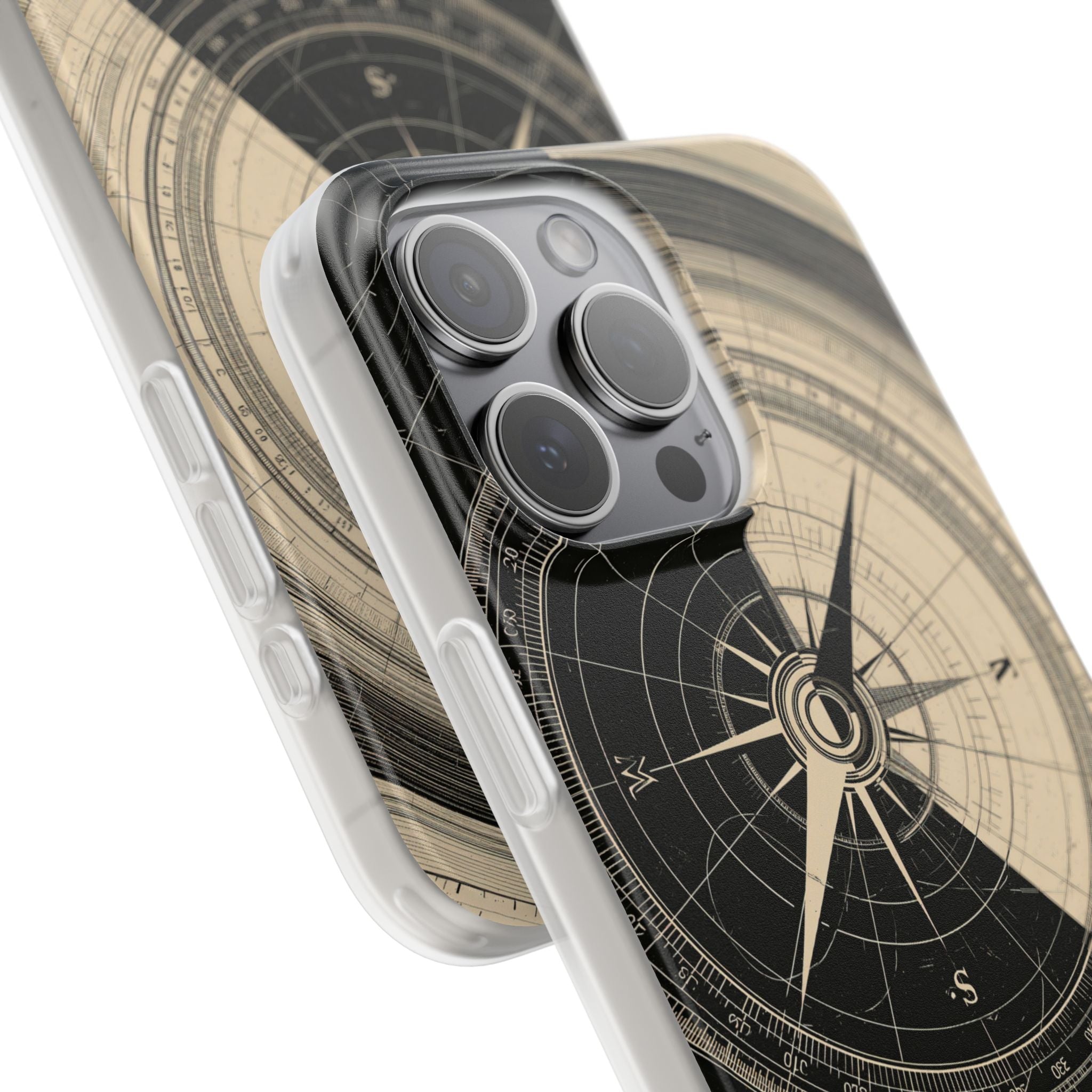 Beige Lite Phone Case for iPhone - Obsidian Nautical Blueprint