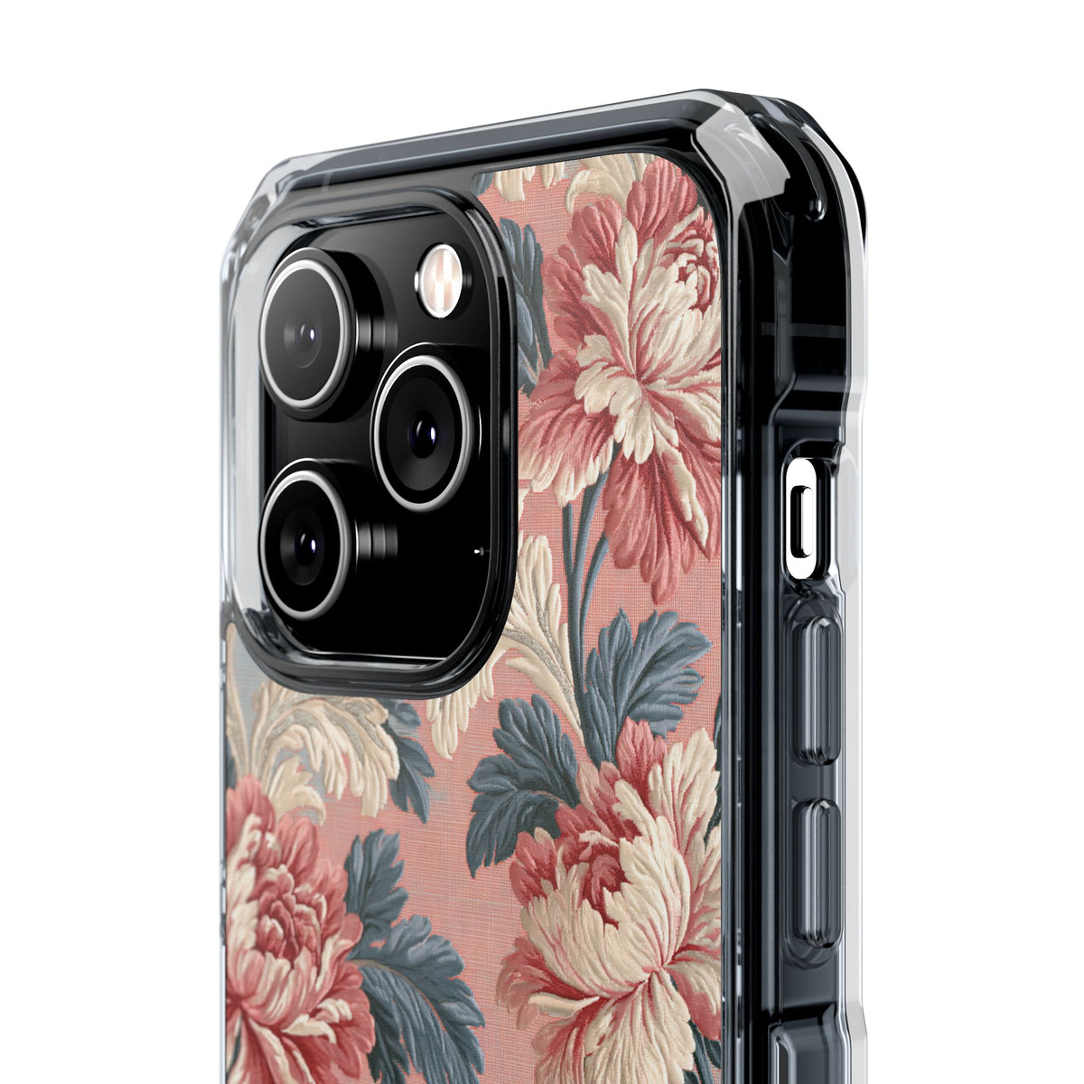 Blush Peony Jacquard · Clear Impact Magnetic Phone Case for iPhone ·  Pink