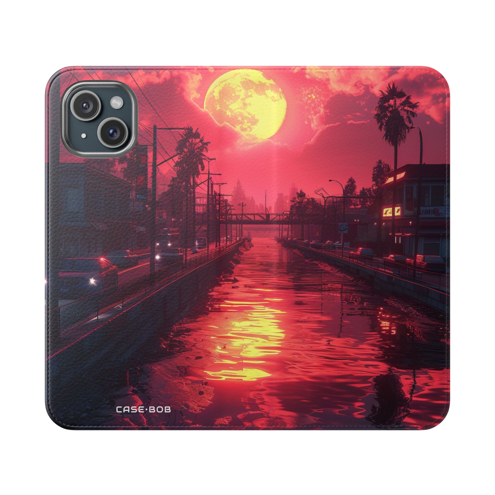 Yellow Moon Reflection - iPhone 15 Plus Case - Wallet